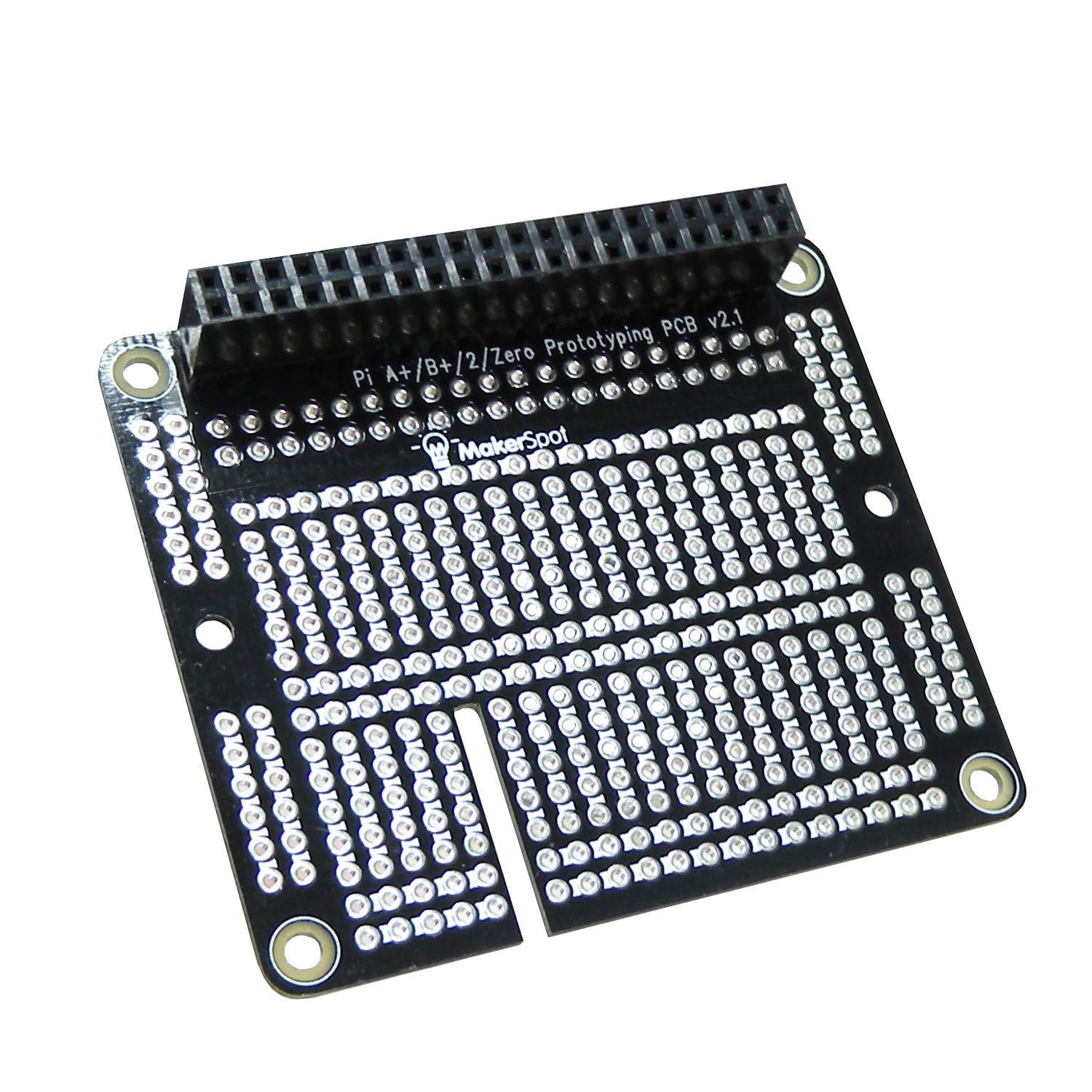 MakerSpot MakerSpot, Raspberry Pi 3 Prototyping Board Proto Breadboard HAT by MakerSpot Soldered with Female Pin Connector PCB for Raspberry Pi 2 Pi 3 A+ B+ (1 Pack)