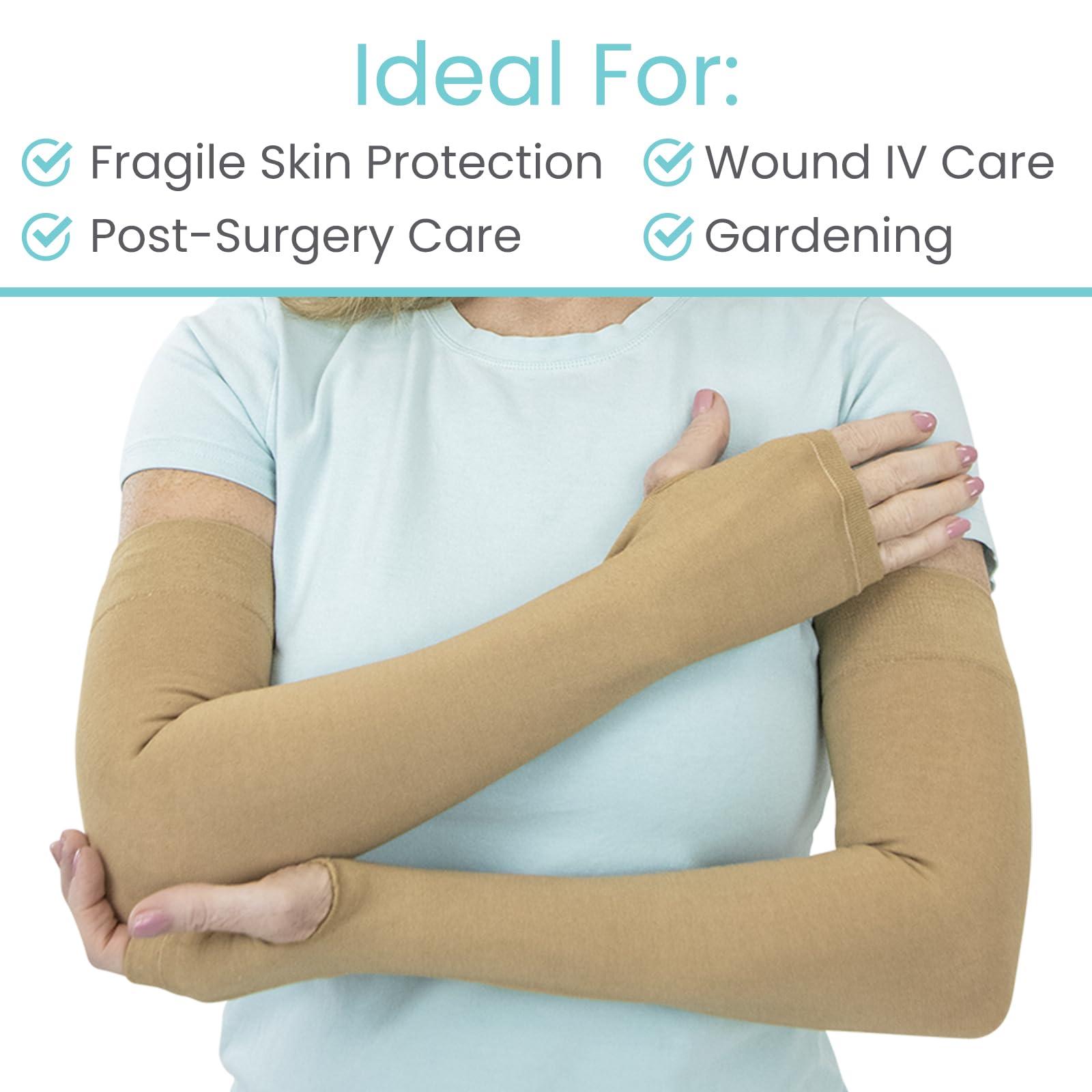 Vive Vive (2 Pairs) Arm Protectors for Thin Skin and Bruising - Protective Geri Arm Sleeve Guards for Elderly, Men & Women (Large)