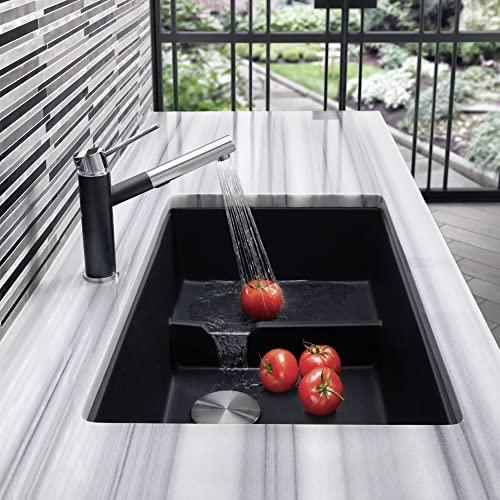 BLANCO BLANCO, Anthracite 519450 PRECIS CASCADE SILGRANIT Undermount Kitchen Sink with Colander