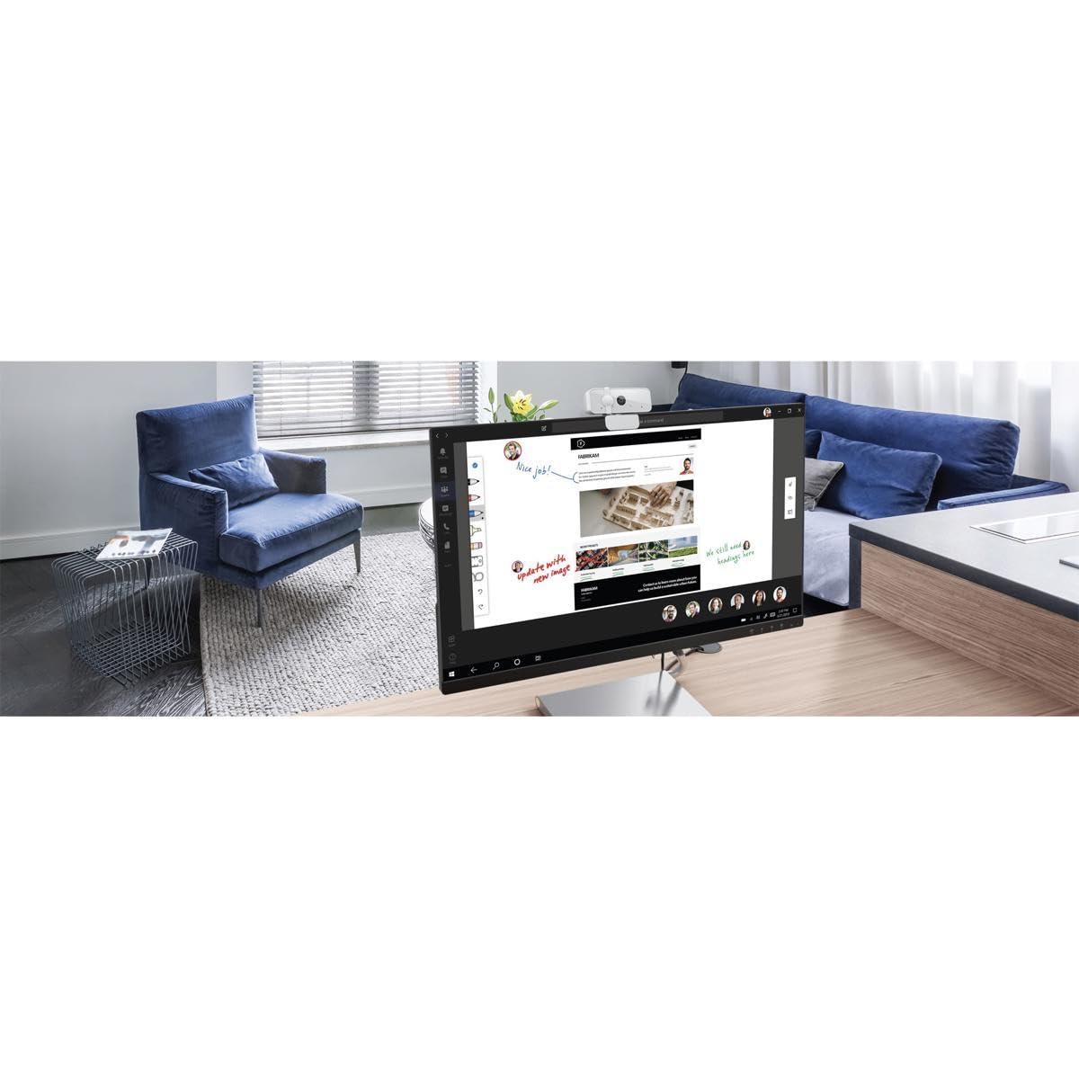 Lenovo Lenovo HD 1080p Webcam (300 FHD) - Monitor Camera with 95 Wide Angle, 360 Rotation Pan & Tilt, Dual Microphones Attachable Desktop Cam with Privacy Shutter for Remote Work, Streaming & Gaming