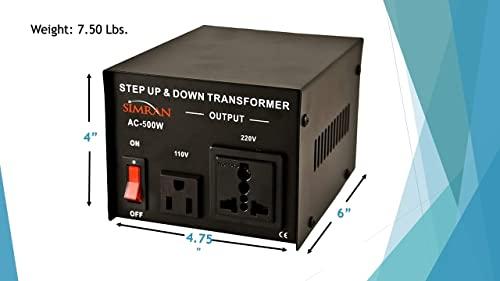 Simran. Simran AC-500 Power Converter 110v 220v Step Up/Down Voltage Transformer 50Hz 60Hz- 500 Watts