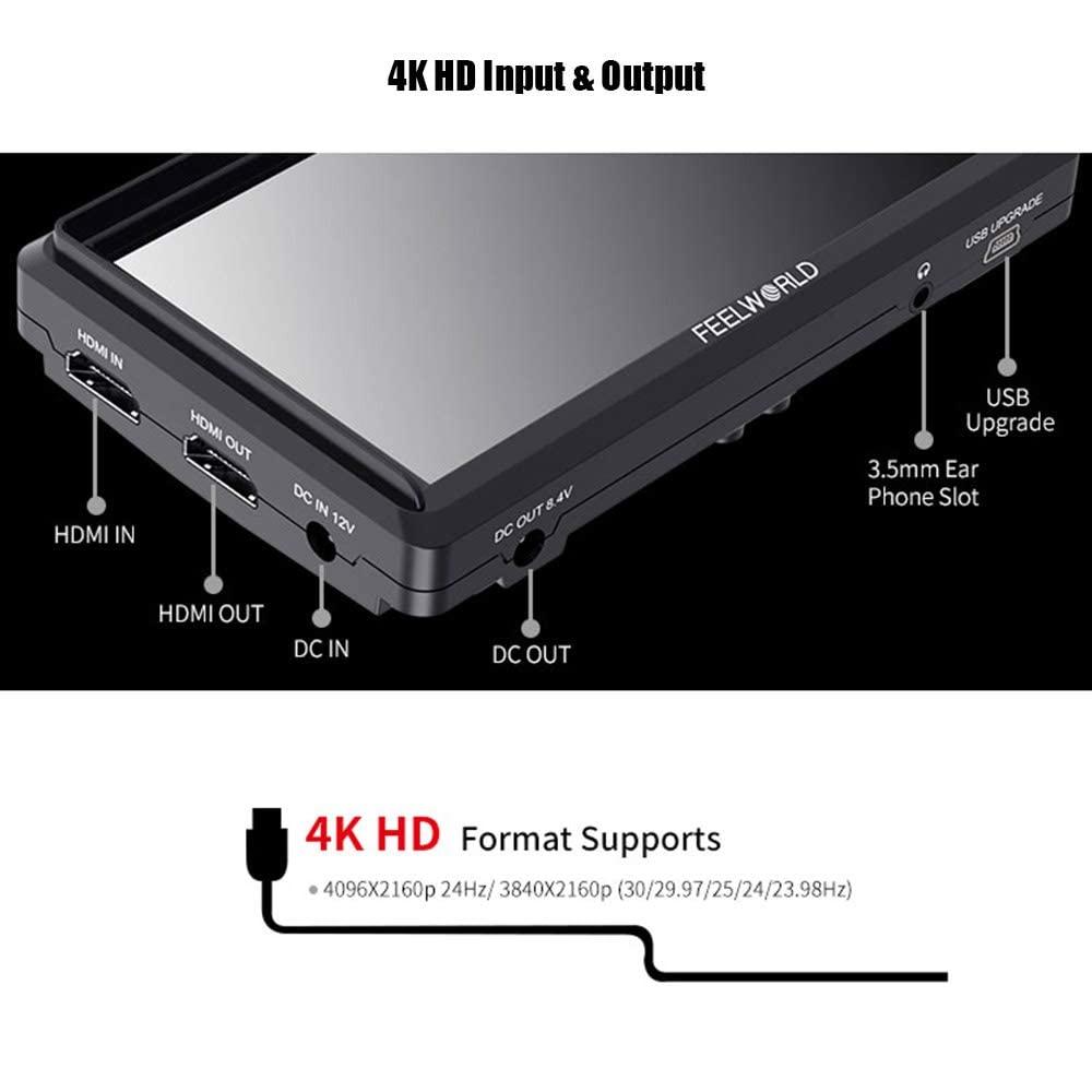 FEELWORLD FEELWORLD FW568 5.5 Inch 4K DSLR Camera Field Monitor IPS Full HD 1920x1080 Support HDMI Input Output Tilt Arm with Battery and Charger