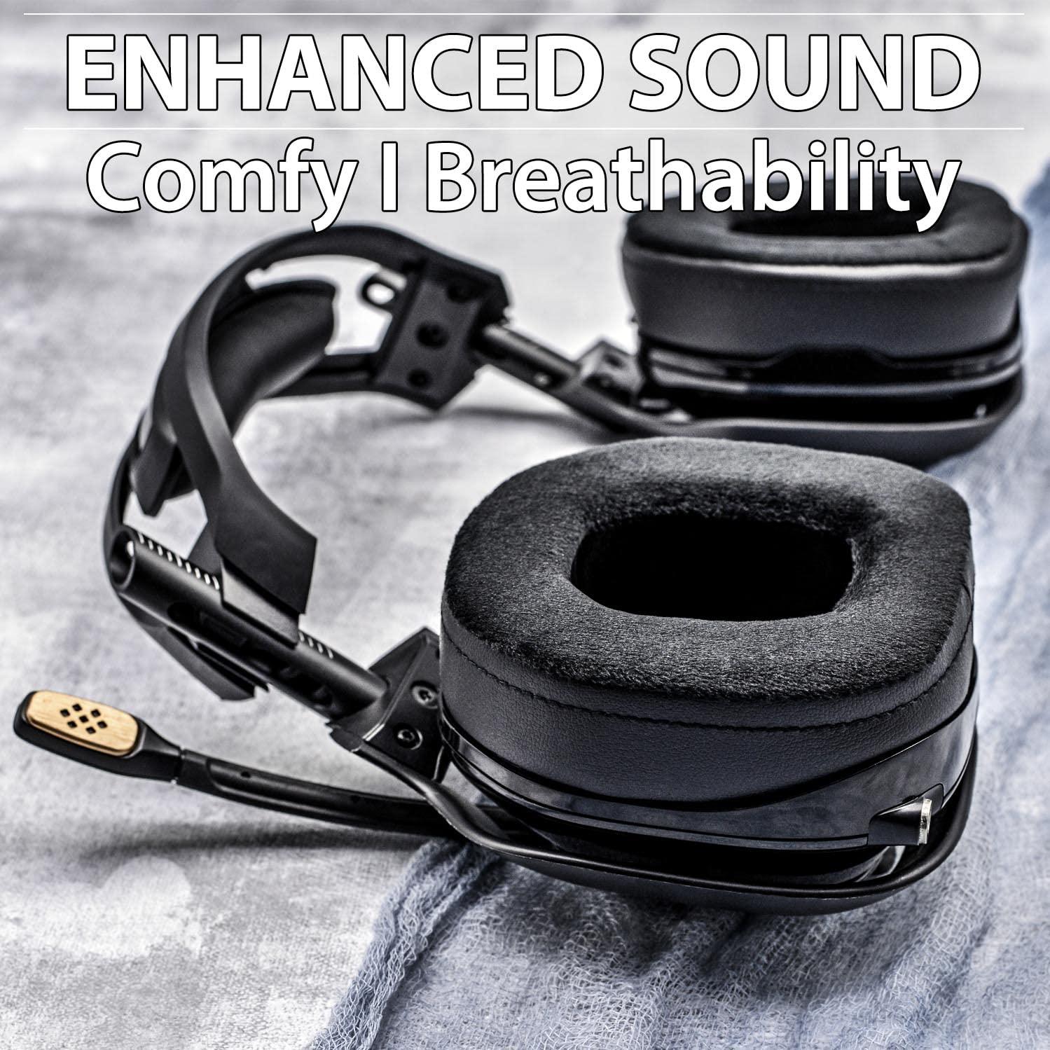 TRANSTEK A40 TR Earpads - Replacement Ear Cushions Compatible with Astro A40 tr Headset I A40 TR Mod Kit/A40 Accessories/Headband (Hybrid Soft Velour)