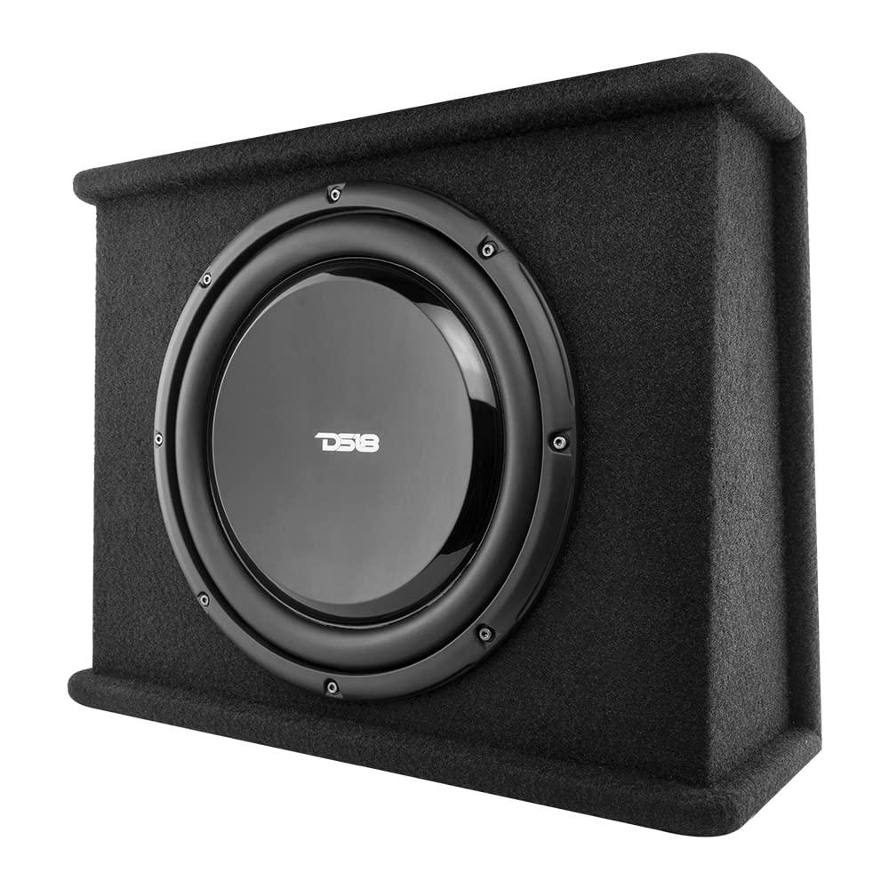 DS18 DS18 SB12A 12 Inches Shallow Subwoofer Enclosure with Built in Amplifier Car Audio All in One Amplifier and Subwoofer Bass Package 700 Watts Power Great Stealth Car Subwoofer in Box with Amp