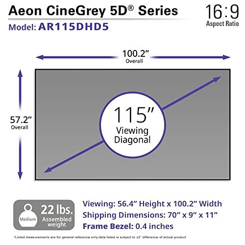 Elite Screens Elite Screens Aeon CineGrey 5D, 115 inch Diagonal 16:9, Edge Free Ceiling Light Rejecting and Ambient Light Rejecting Fixed Frame Projection Projector Screen for Movie Home Theater, AR115DHD5