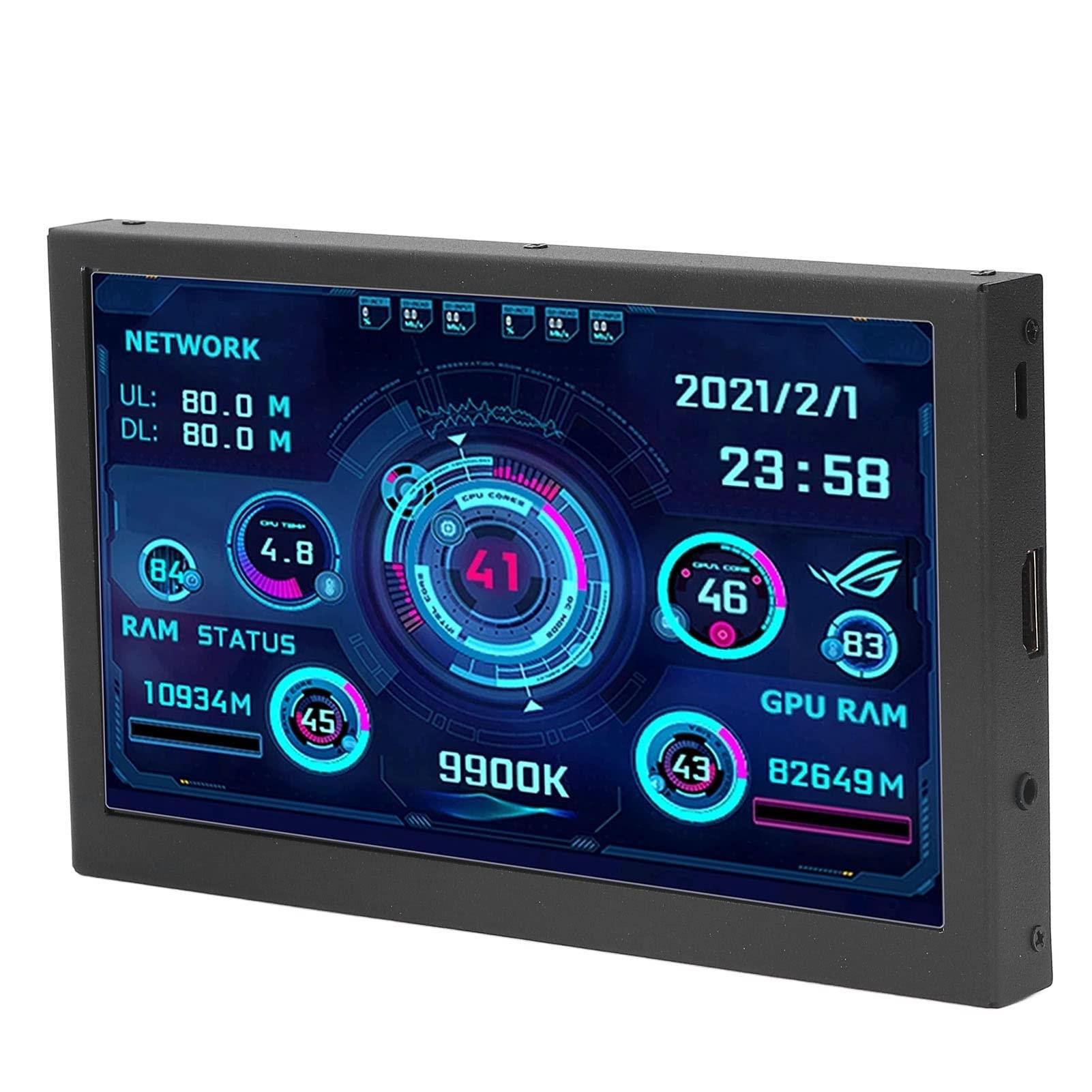 Walfront 7in Computer CPU Hardware Temperature Monitor Dynamic Temperature Secondary Display Screen High Definition for Pc Computer Case