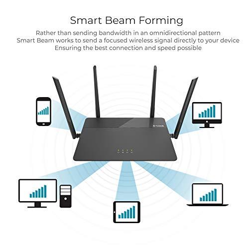 D-Link D-Link WiFi Smart Router AC1900 Wireless Dual Band MU-MIMO Powerful Dual Core Processor Fast Gaming & 4K Streaming Reliable Coverage (DIR-878), Black