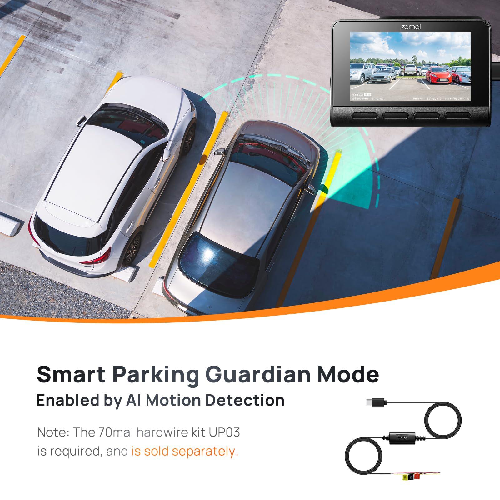 70mai A810 Dash Cam + 256GB Micro SD Card + UP05 Hardwire Kit 70mai 4K Dash Cam with Starvis 2 IMX678, Dual HDR Front and Rear Camera, Built in GPS&WiFi, Night Vision, Smart Parking Mode