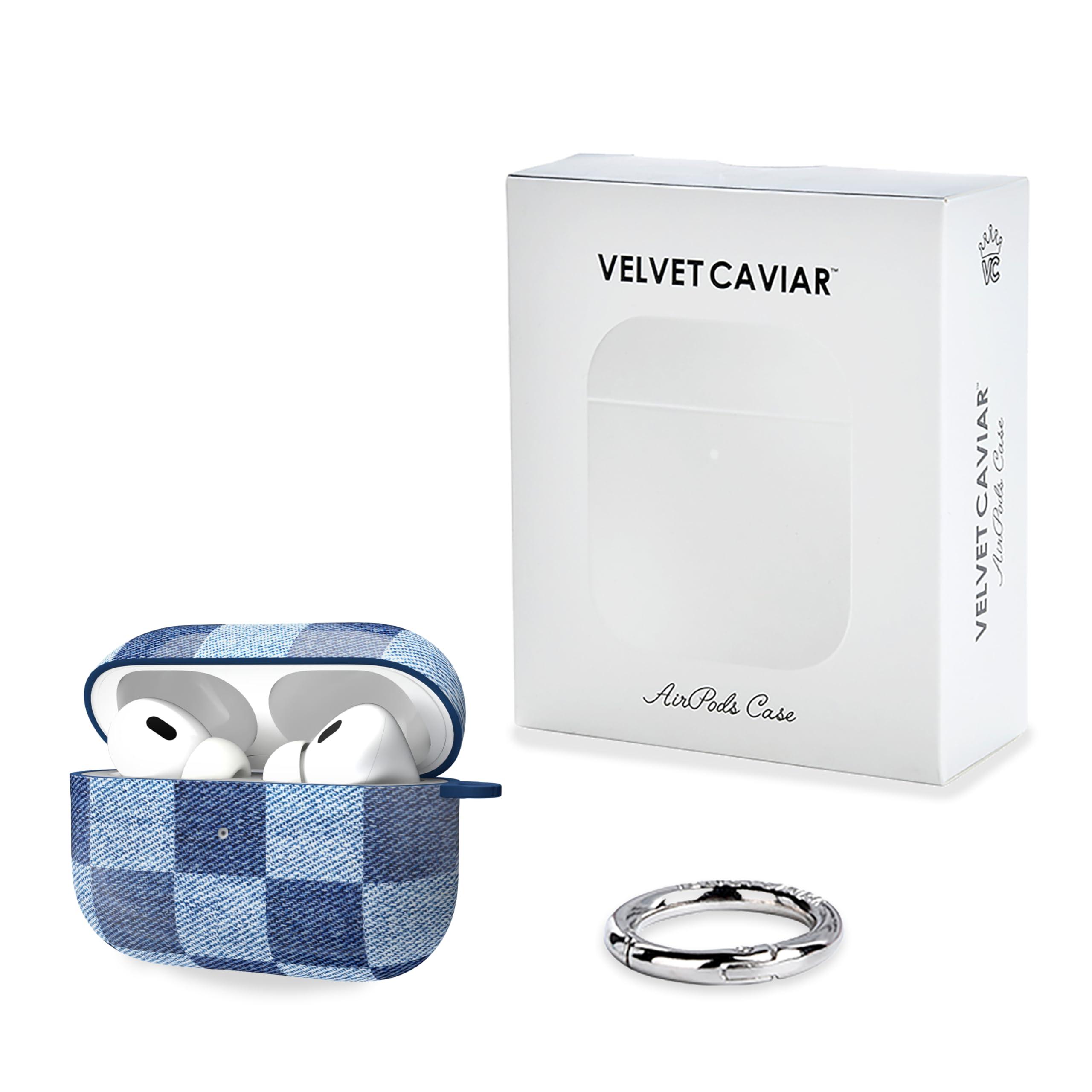 VELVET CAVIAR Velvet Caviar Compatible with AirPods Pro Case 2nd and 1st Generation - Cute Protective Hard Cover for Women - Blue Denim Checkered