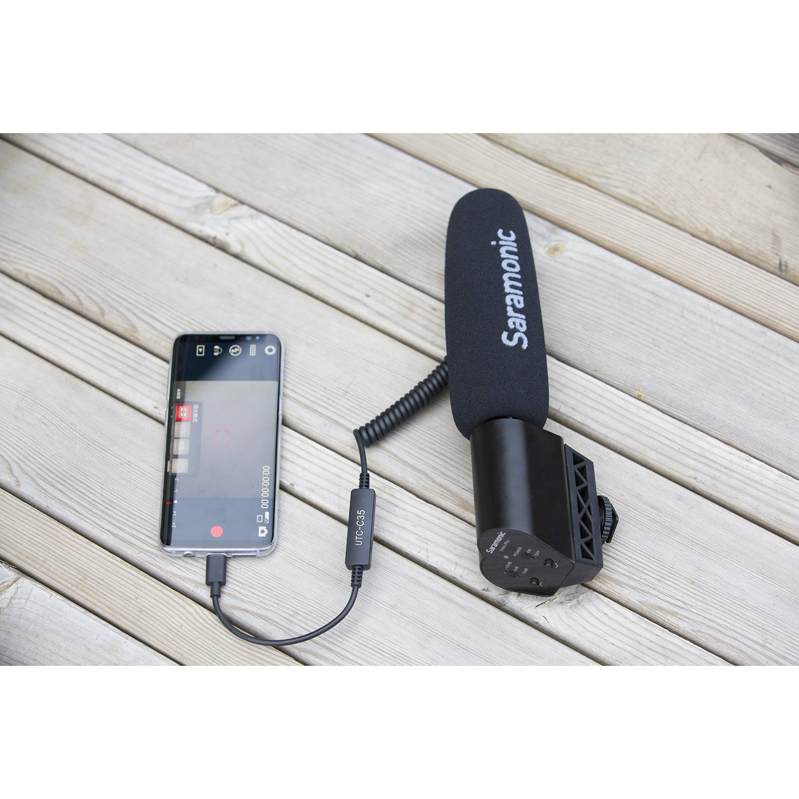 Saramonic Saramonic UTC-C35 | Locking 3.5mm TRS Male to USB Type-C Output Cable with A/D Converter for iPhone 15, Android Mobile Devices, New iPad, Computers & More