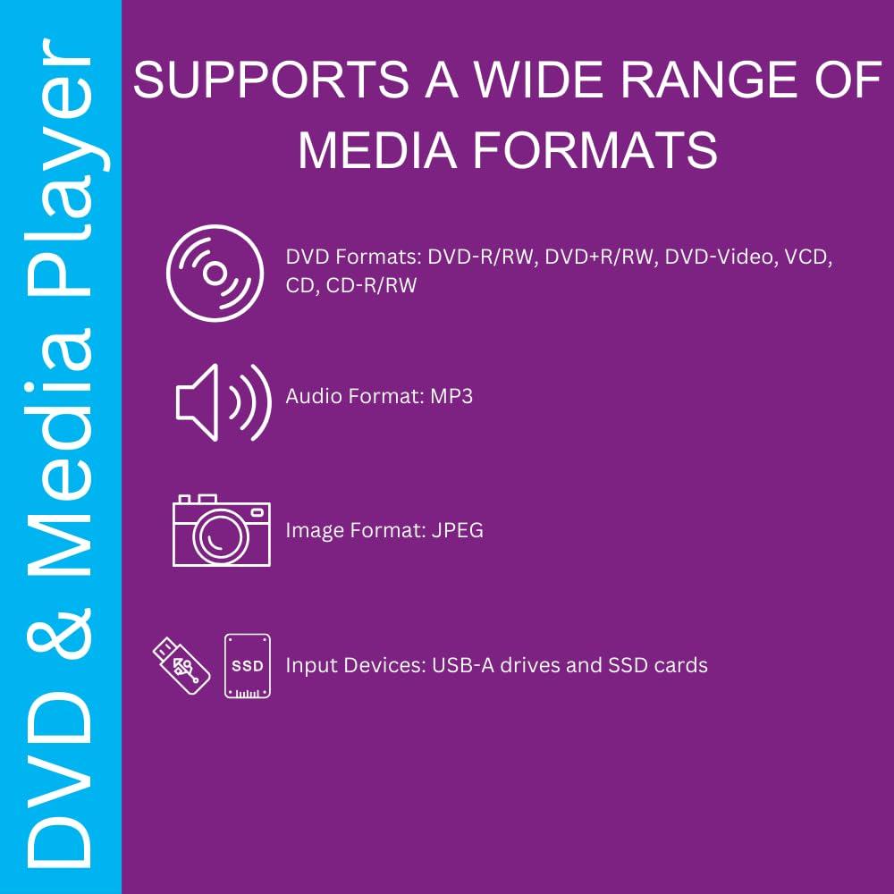 PROSCAN Proscan 7\" Dual Screen Portable CD DVD Player with SD Card slot, USB, 3.5mm, For Family Road trips, Vacations, or on the Go PDVD7751 - Black (Renewed)