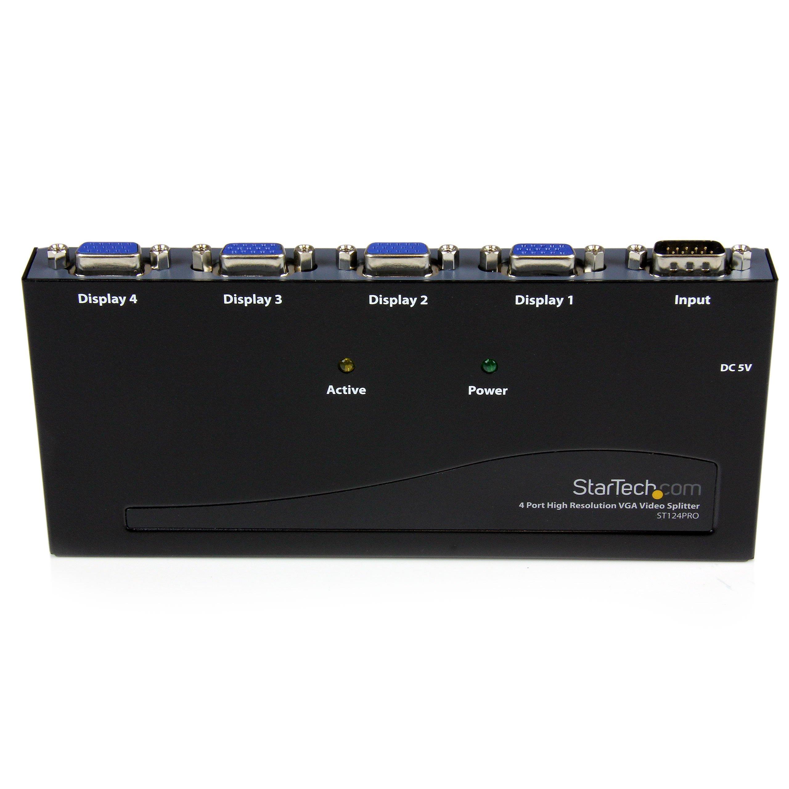StarTech StarTech.com 4-Port VGA Video Splitter - 300 MHz- VGA Splitter - 4 port - 2048x1536 , TAA @ 80Hz (ST124PRO)