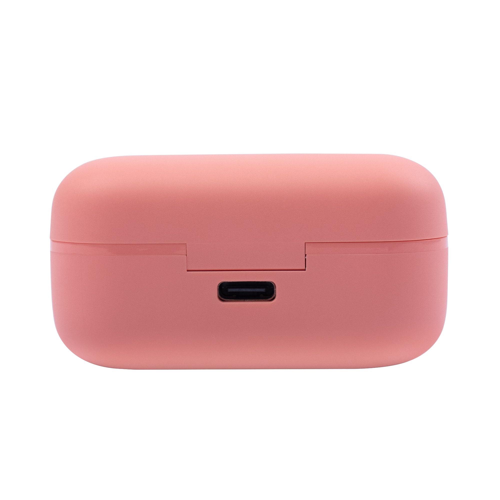 R RADIOSHACK RadioShack High Performance Wireless Headphones, Active Noise Cancelling Earbuds, IPX5 Water Resistant Bluetooth Headphones with 400MAH Battery, Pink