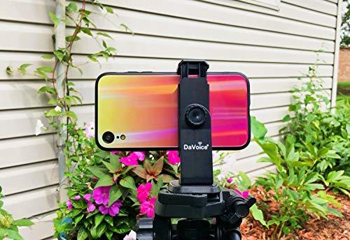 DaVoice DaVoice Tripod Phone Mount Adapter, 360 Rotating Holder, Compatible with iPhone Smartphone Camera Stand, Universal Cell Phone Attachment Clip Clamp