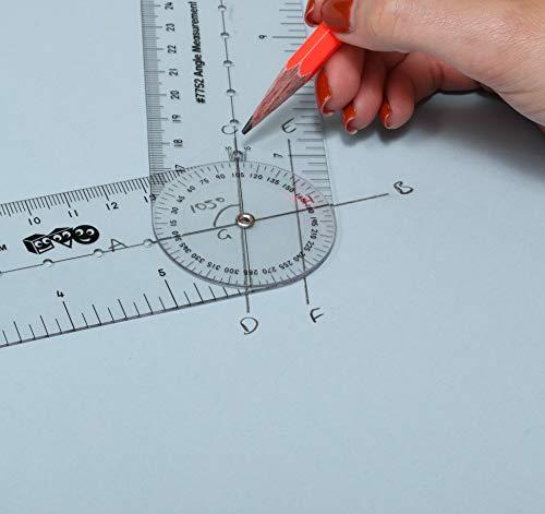 LEARNING ADVANTAGE LEARNING ADVANTAGE-7752 Angle Measurement Ruler - Clear, Flexible and Adjustable Geometry Measuring Tool - Measure Angles to 360 Degrees and Lines to 12"
