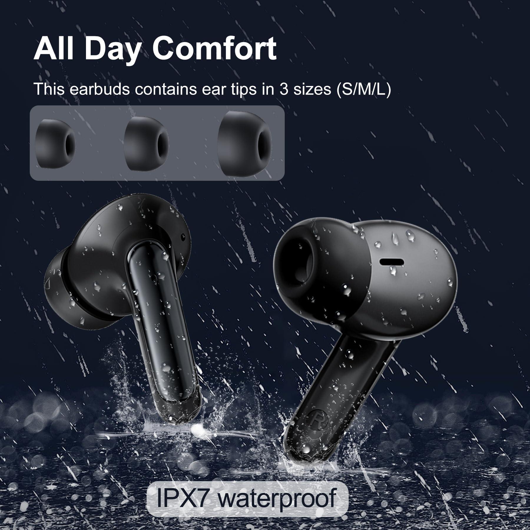 Blackview Blackview Wireless Noise Canceling Earbuds in Ear Headphones Wireless Bluetooth 5.3, Ear Buds Built-in Mic Sports Earbuds IPX7 Waterproof,56H Playtime LED Power Display for Android/iOS Phone