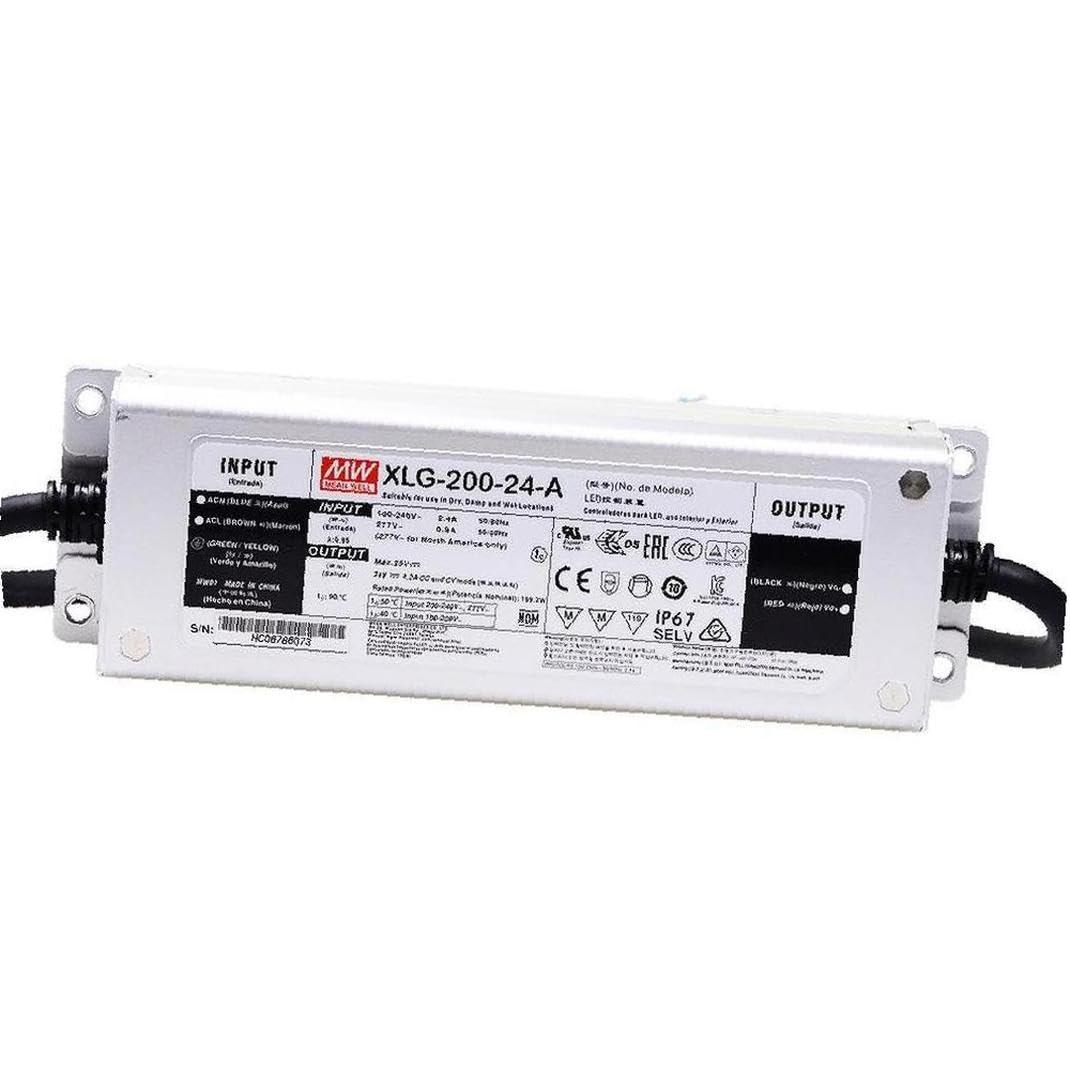 YS powered by MW XLG-200-24-A 24V 8.3A 200W IP67 LED Driver for Outdoor & Architectural Lighting