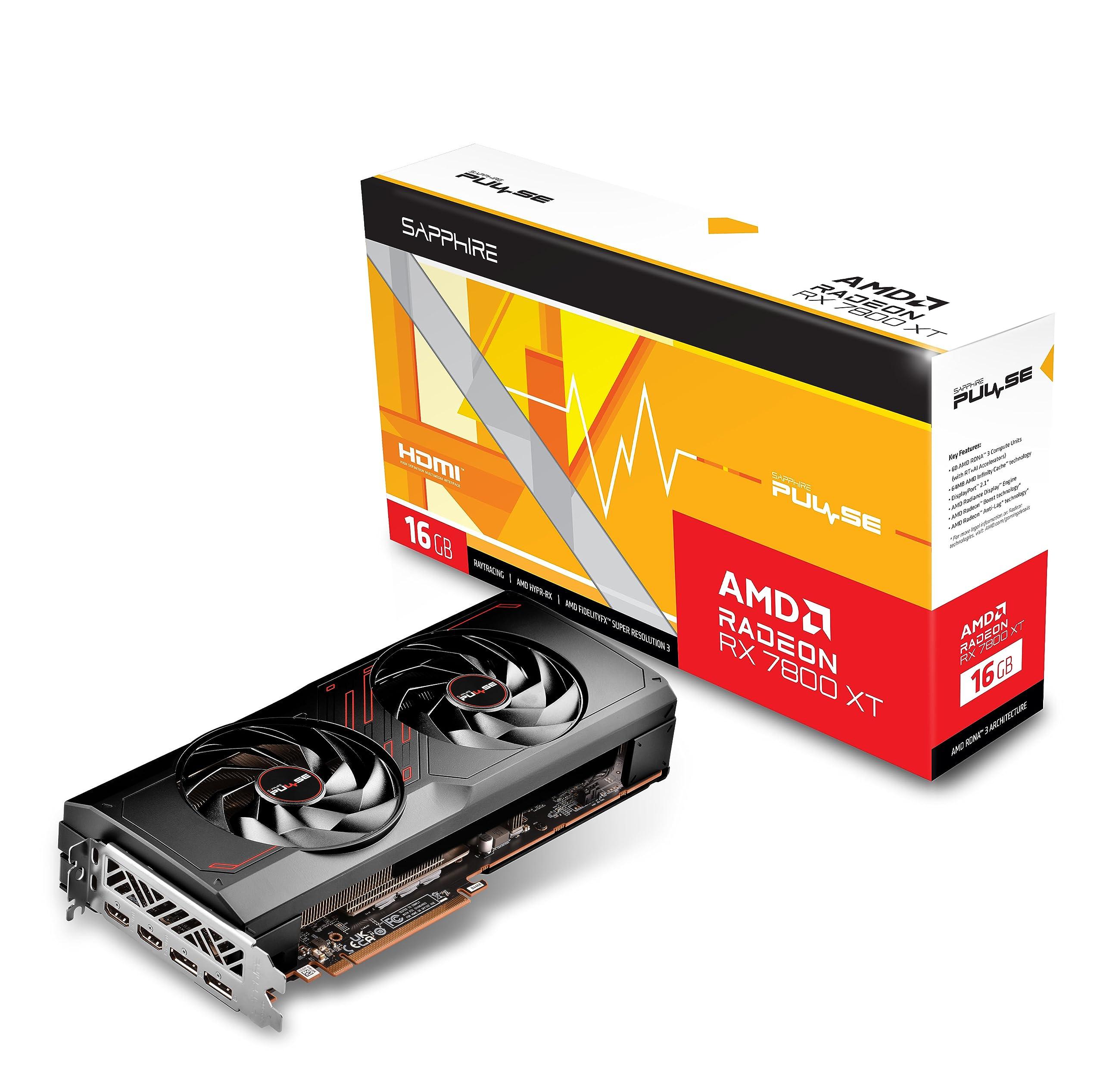 Sapphire Sapphire 11330-02-20G Pulse AMD Radeon RX 7800 XT Gaming Graphics Card with 16GB GDDR6, AMD RDNA 3
