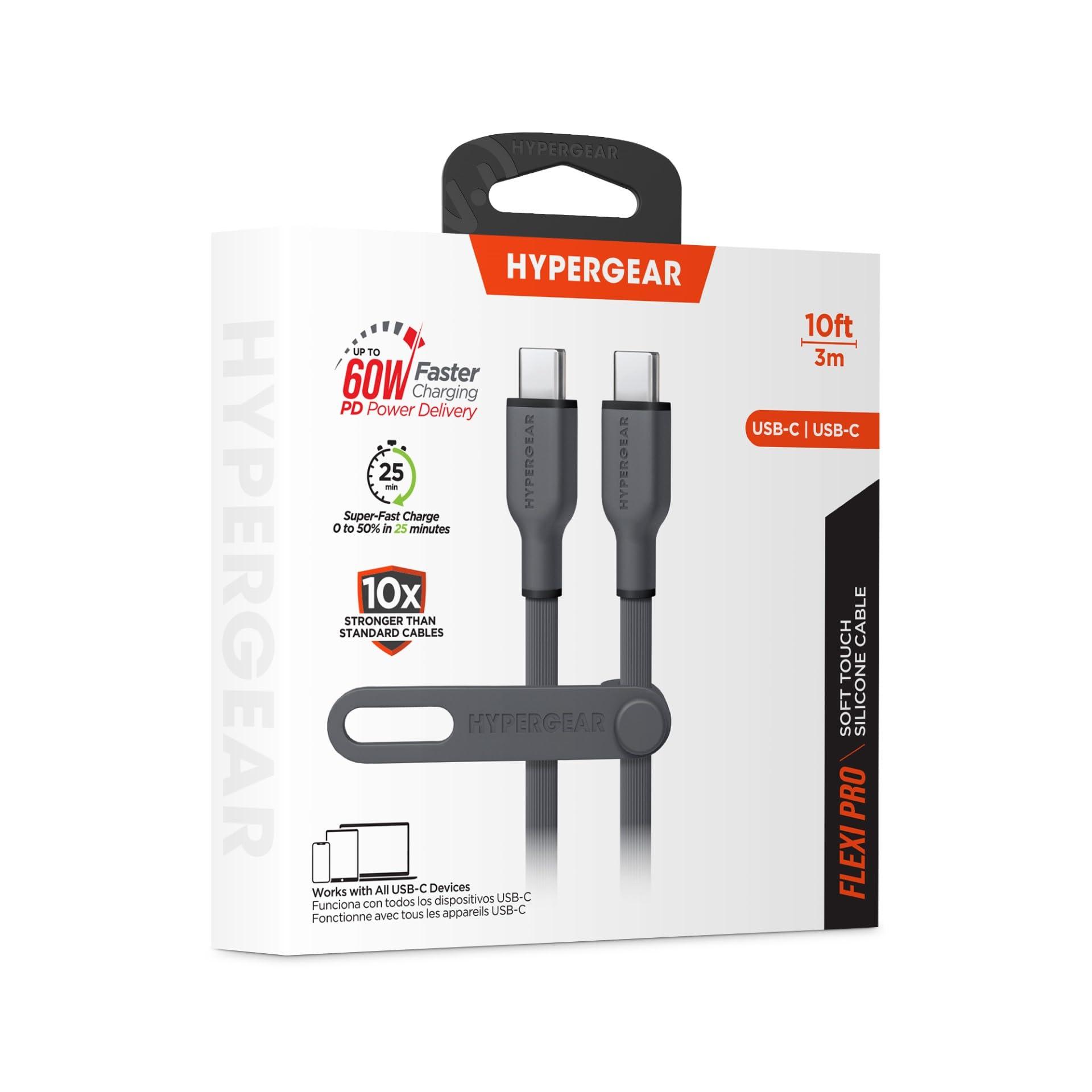 HyperGear HyperGear USB-C Cable Compatible with Phones, Tablets, Laptops, and More Durable Type-C Cable for Fast Charging and Data Transfer, Universal Compatibility for All USB-C Devices Black
