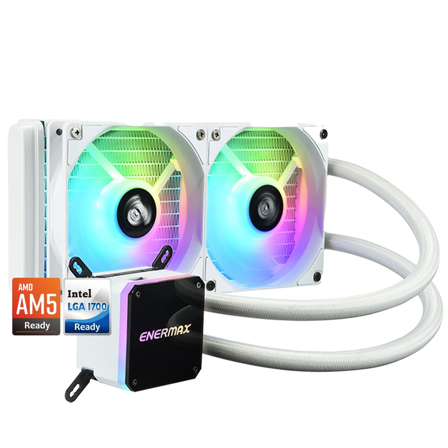 Enermax Enermax Liqmax III 240 White A-RGB AIO CPU Liquid Cooler - 240mm Radiator, 120mm ARGB PWM Fan, for Intel LGA1700/AMD AM5, 5 Year Warranty