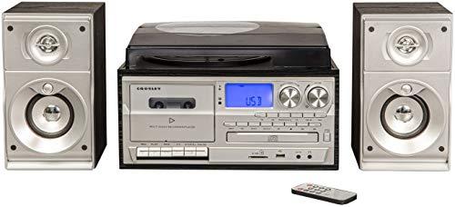 Crosley Crosley CR7014A-BK Eclipse 3-Speed Turntable with Bluetooth, AM/FM Radio, CD/Cassette Player, USB, SD Card Reader, Aux-in