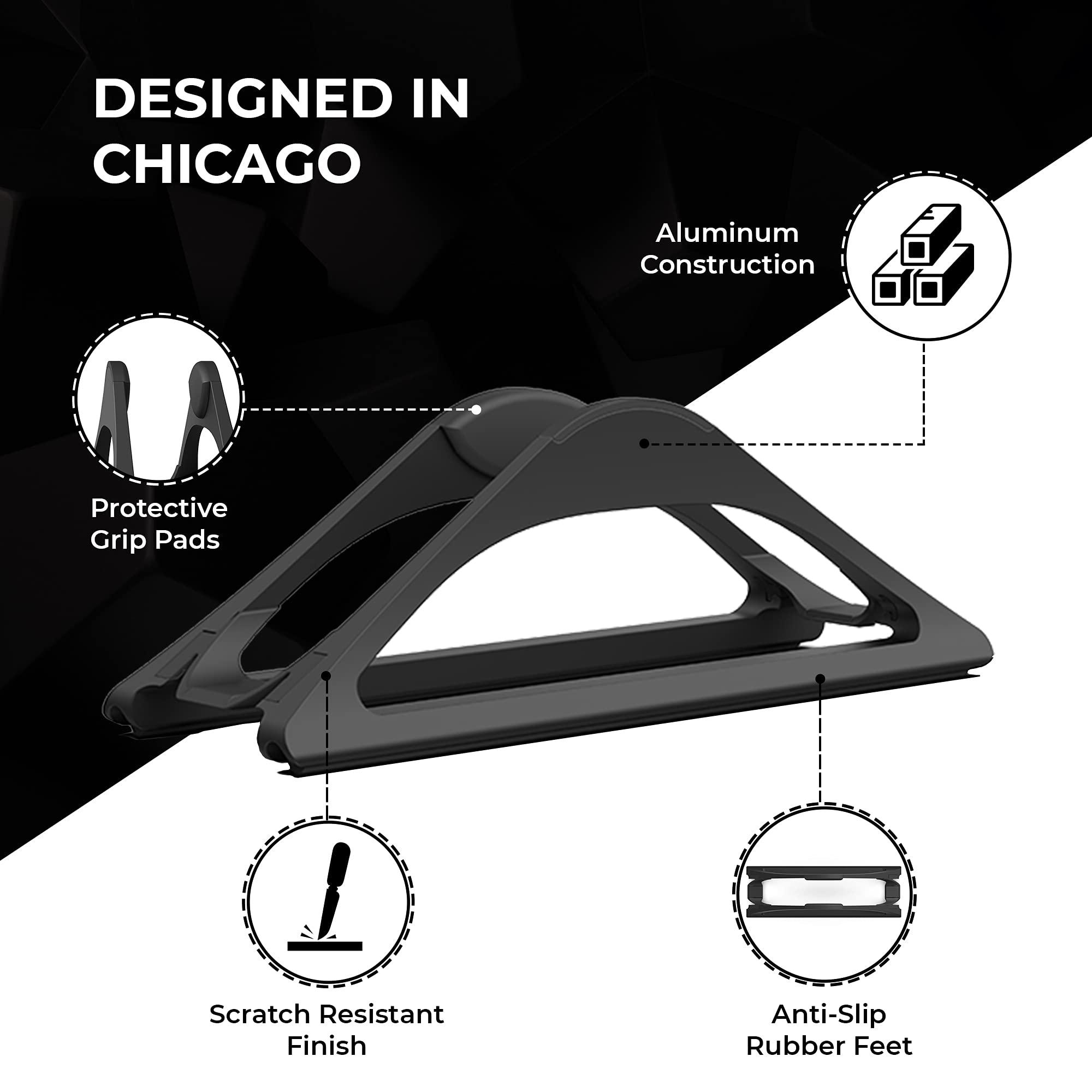 HumanCentric HumanCentric Vertical Laptop Stand for Desks (Matte Black) | Adjustable Holder to Dock Apple MacBook, MacBook Pro, and Other Laptops to Organize Work & Home Office