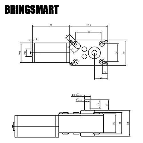 BRINGSMART BRINGSMART 12V 5rpm DC Worm Gear Motor 35kg.cm Self-Locking Reversed Mini Turbine Geared Motor for DIY Robot Rotating Table Door Lock Curtain Machine (12V 5rpm)