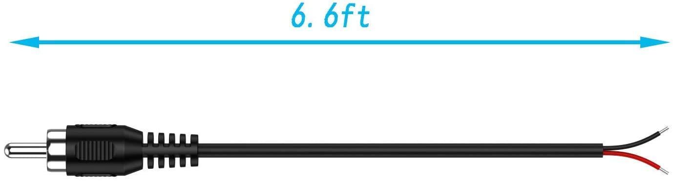 Adaptermvp RCA to Bare Wire Cable, (2 Pack 20AWG 6.6 ft) Replacement RCA Male Plug Jack Connector Adapter to Bare Wire Open End Audio Video RCA Cable for Repair