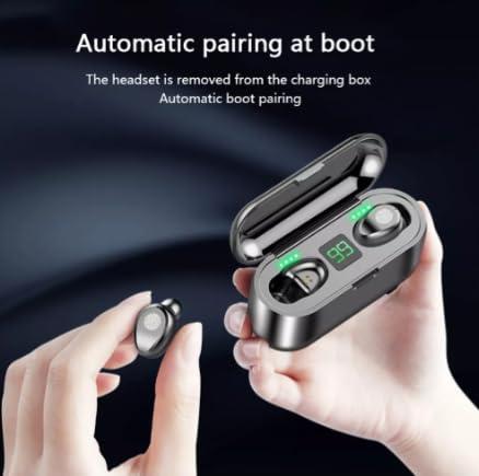 DirectNine Basics DirectNine Basics Touch Control Wireless Bluetooth Earphones, Mini F9 5.0 TWS IPX5 Waterproof Touch Wireless, Mini Stealth Sports Headphones, Bluetooth Earbuds with Mic, USB Charging Case, Dual Connect, Black