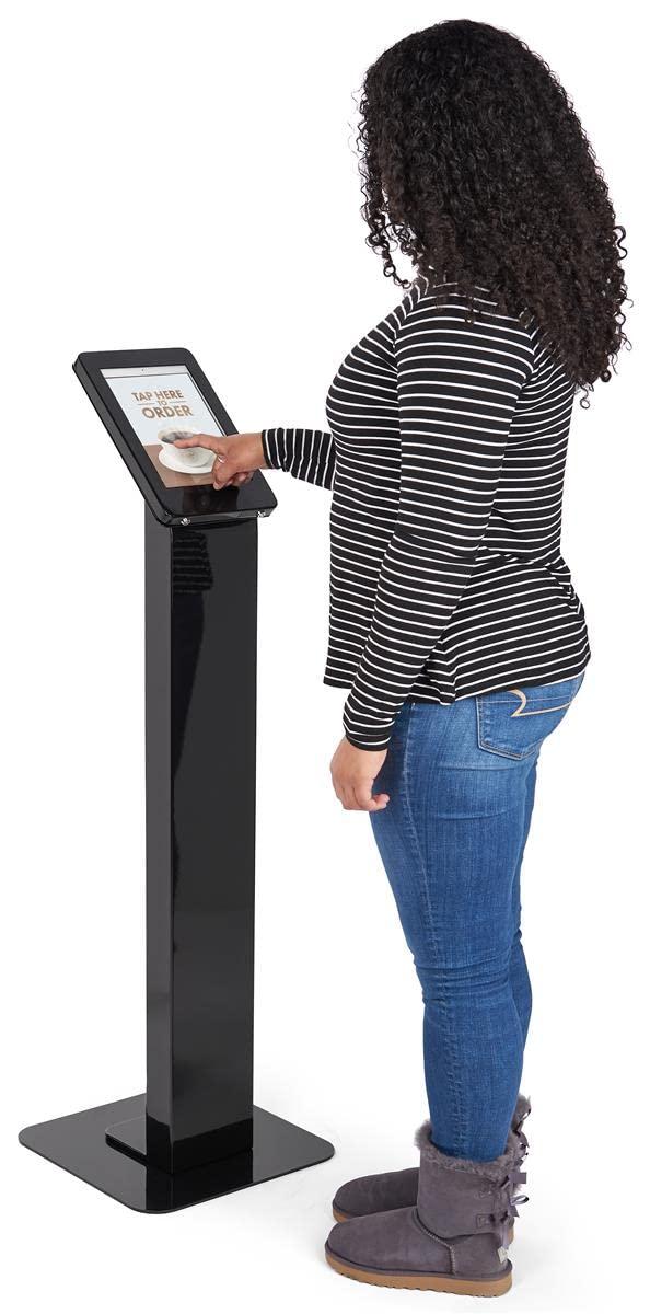 Displays2go Displays2go Navigator Series Tablet Floor Stand Compatible with iPad 10.2, Meets ADA Height and Reach - Black (ADAIP102BK)