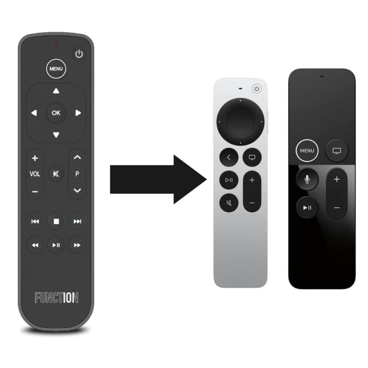 Function101 Function101 F101-ATVRM-BT Bluetooth Replacement Button Remote for Apple TV | BLE and Infrared Connectivity | 2 AAA Batteries Included