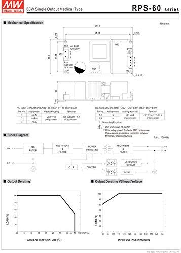 MEAN WELL MEAN WELL RPS-60-12 RPS-60 Series 60 W Single Output 12 V AC/DC Medical Switching Power Supply - 1 item(s)