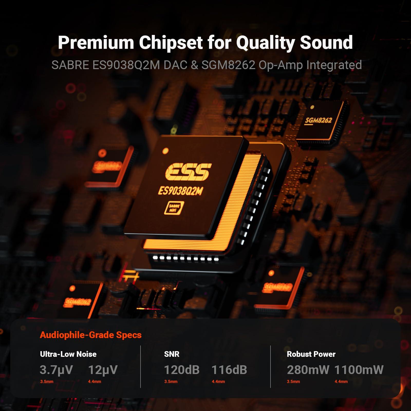 Fosi Audio Fosi Audio SK02 DAC Amp Headphone Amplifier Desktop USB C to AUX Digital to Analog Audio Converter Adapter Preamp Optical to 3.5mm 4.4mm Balanced Combo for Home Audio System