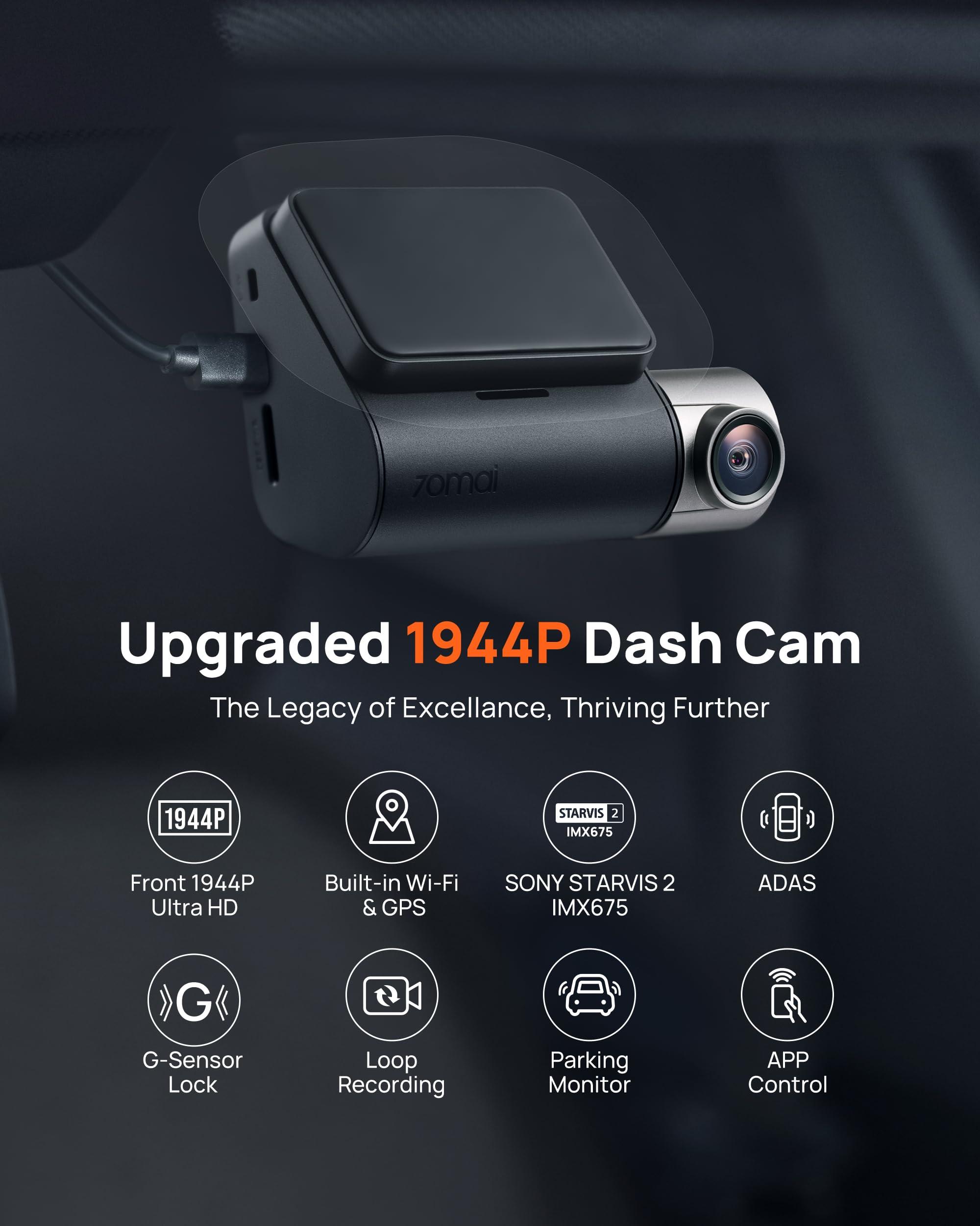 70mai 70mai Dash Cam Front and Rear A510,1944P+1080P with STARVIS 2 IMX675 and 64GB Card, Dash Camera for Cars, 4G LTE Support, ADAS, Built-in GPS WiFi, APP Control, HDR, 24H Parking Mode, Loop Recording