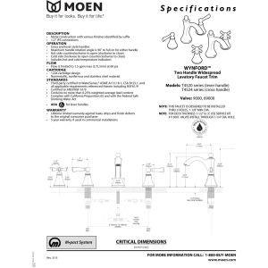 Moen Moen T4524BN Wynford Two-Handle High Arc Bathroom Faucet, Brushed Nickel