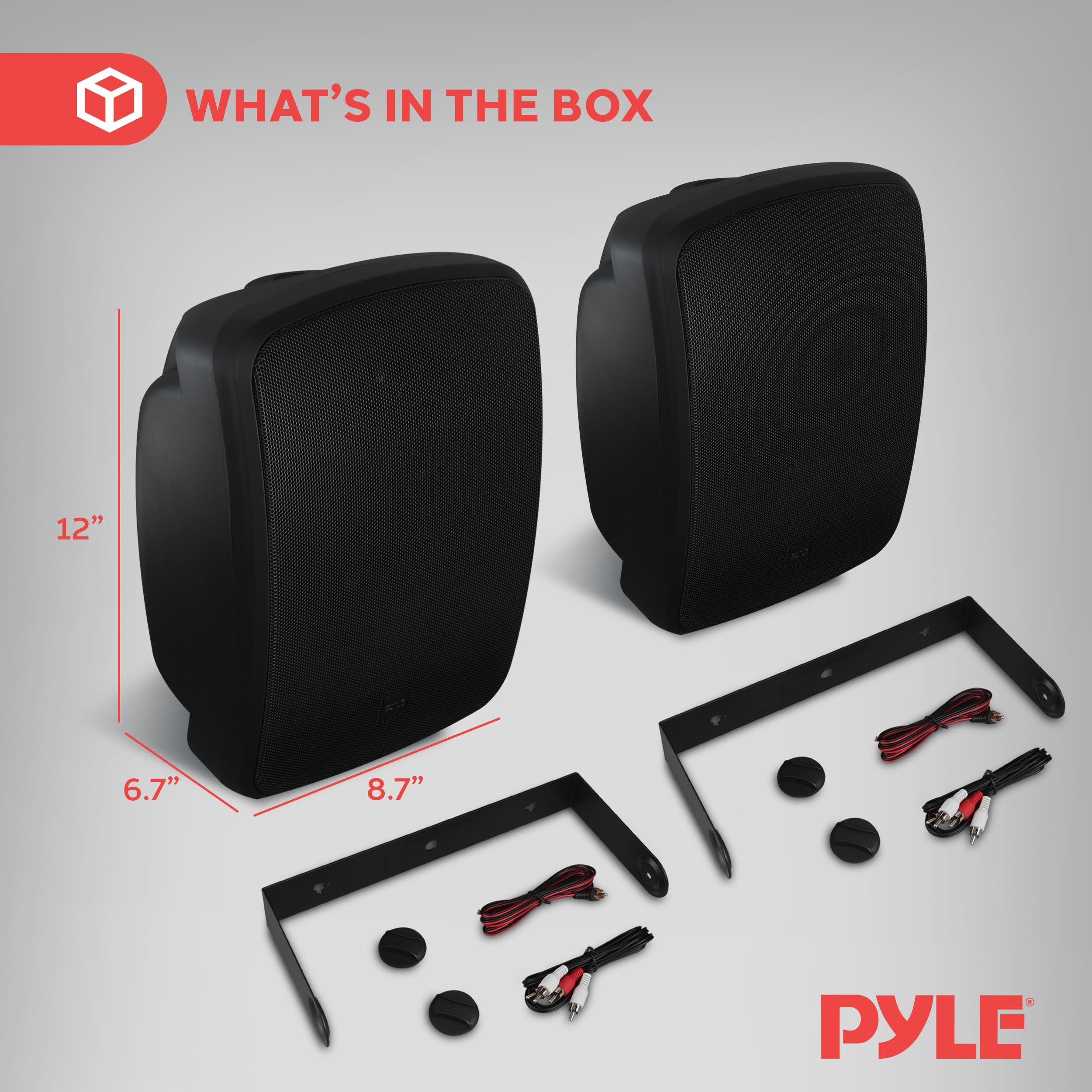 Pyle Pyle Outdoor Waterproof Wireless Bluetooth Speaker - 6.5 Inch Pair 2-Way Weatherproof Wall/Ceiling Mounted Dual Speakers w/Heavy Duty Grill, Universal Mount, Patio, Indoor Use PDWR64BTB (Black)