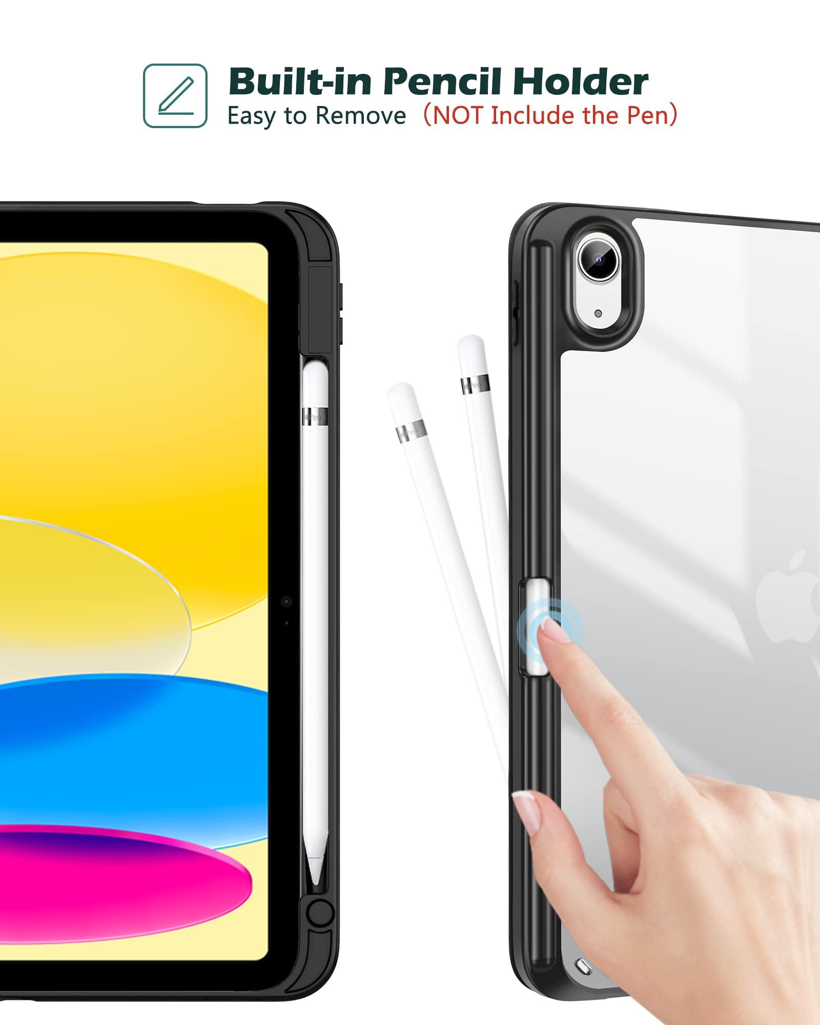 ProCase ProCase for iPad 10th Generation Case with Pencil Holder 2022 10.9 Inch(Black) Bundle with 1 Pack Tempered Paper Screen Protector for iPad 10th Generation with 3 Pack Camera Lens Protector