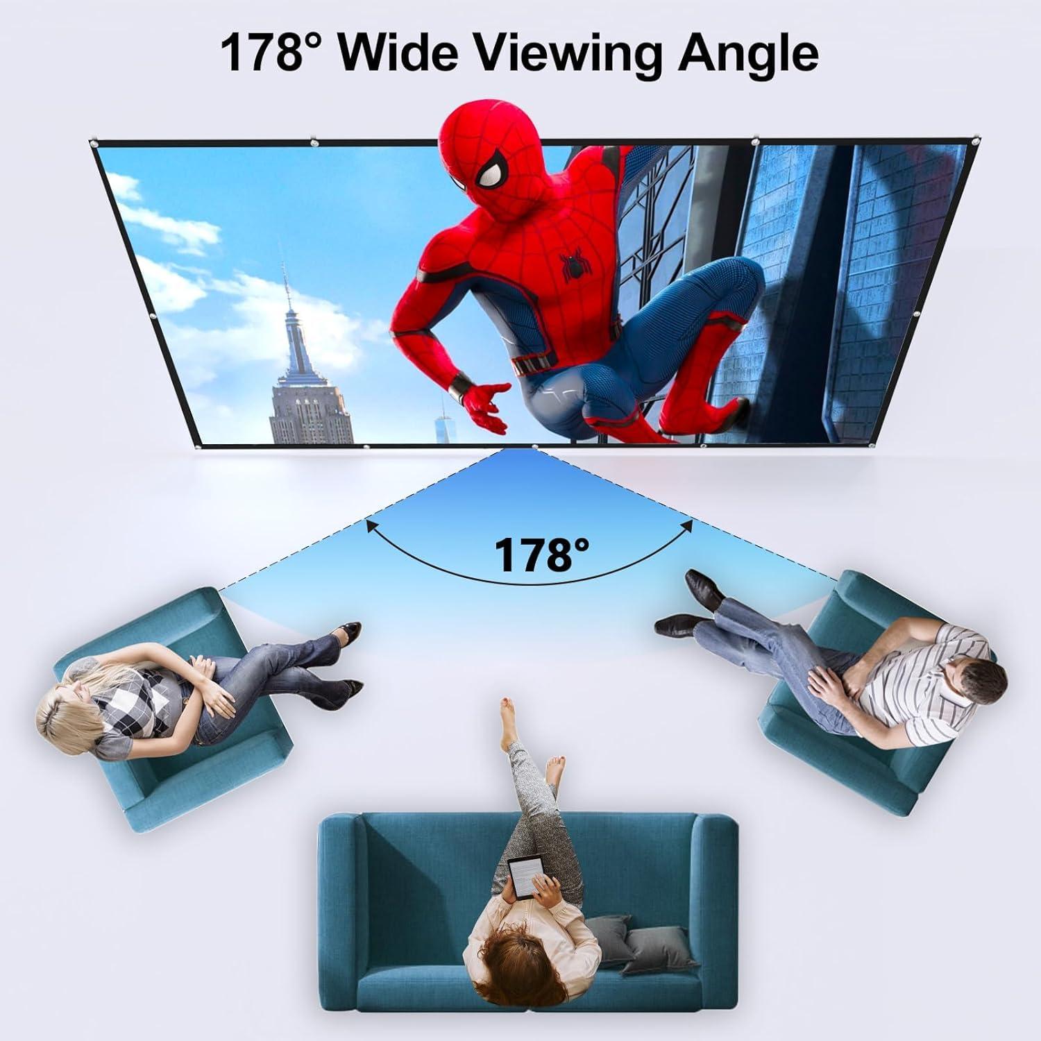 FUDONI FUDONI P3 Projector Bundle FUDONI Projector Screen 100 inch