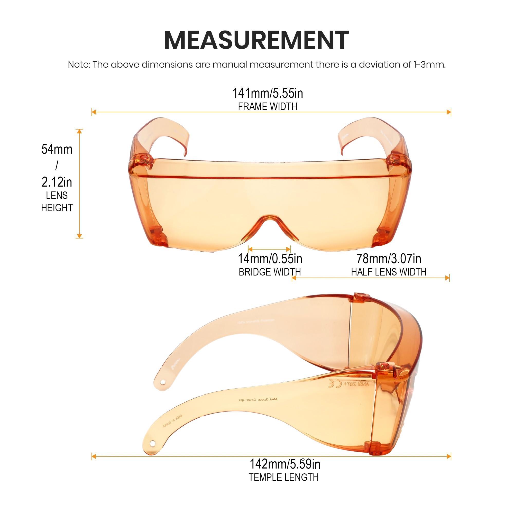 Calabria Calabria 3000 Large Fit Over Safety Glasses Fitover Prescription Eyewear Orange Men Women Wrap Around Anti Fog Scratch Glare