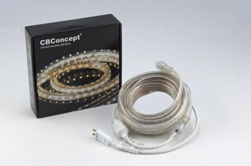 CBconcept CBConcept UL Listed, 164 Feet, 18000 Lumen, 4000K Soft White, Dimmable, 120V AC Flexible Flat LED Strip Rope Light, 3000 Units 3528 SMD LEDs, Indoor Outdoor Use, Accessories Included, Ready to use