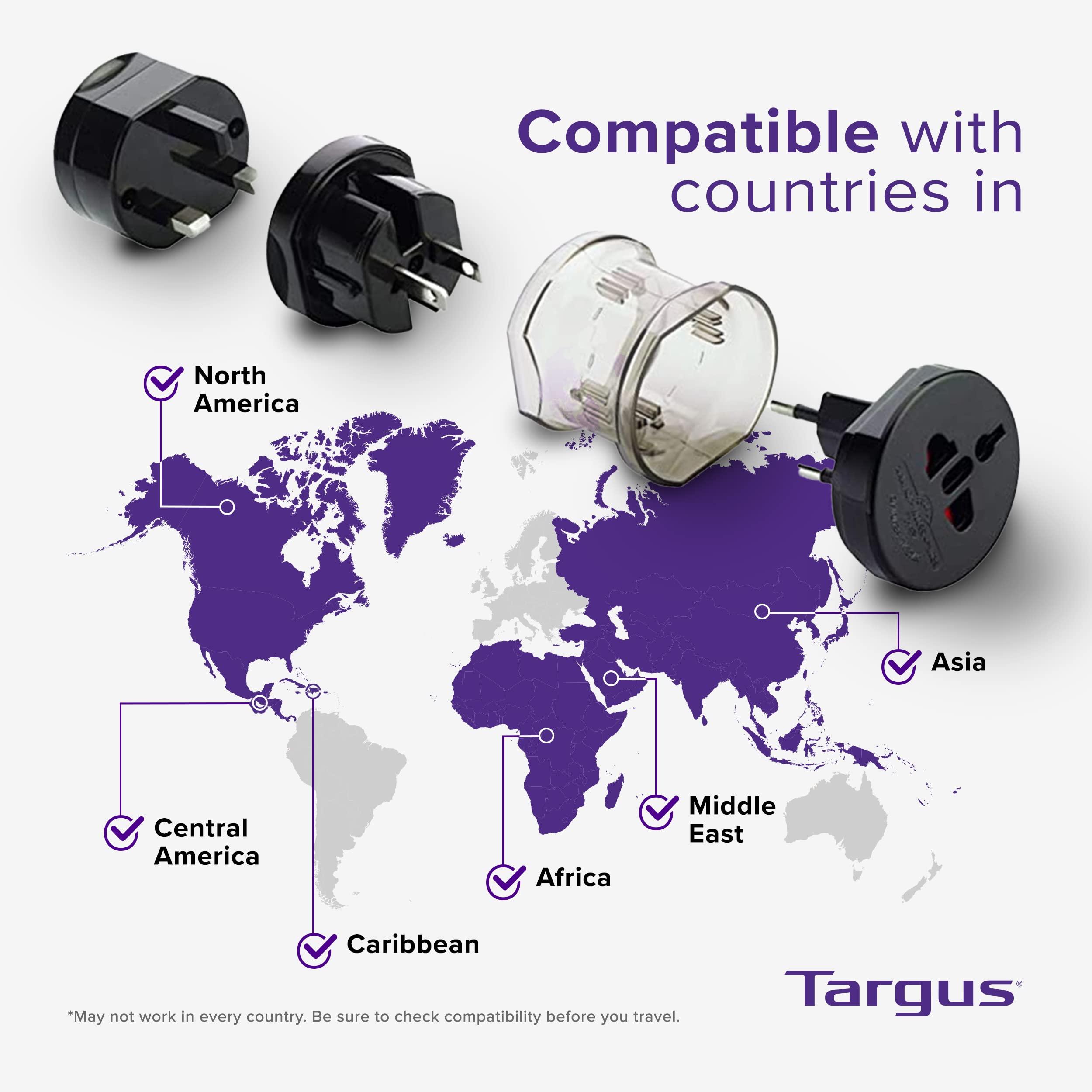 Targus Targus Universal Travel Adapter, International Plug Adapter, Travel Worldwide Power Adapters for Europe, UK, Asia, Africa, LAC, MENA, & USA, Travel Plug Adapter and Voltage Converter (APK01US1)