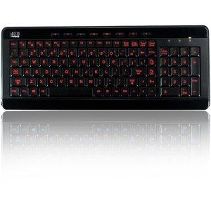 Adesso Adesso AKB-120EB 3-Color Illuminated Compact Multimedia Keyboard with Large Print Keys and Hotkeys