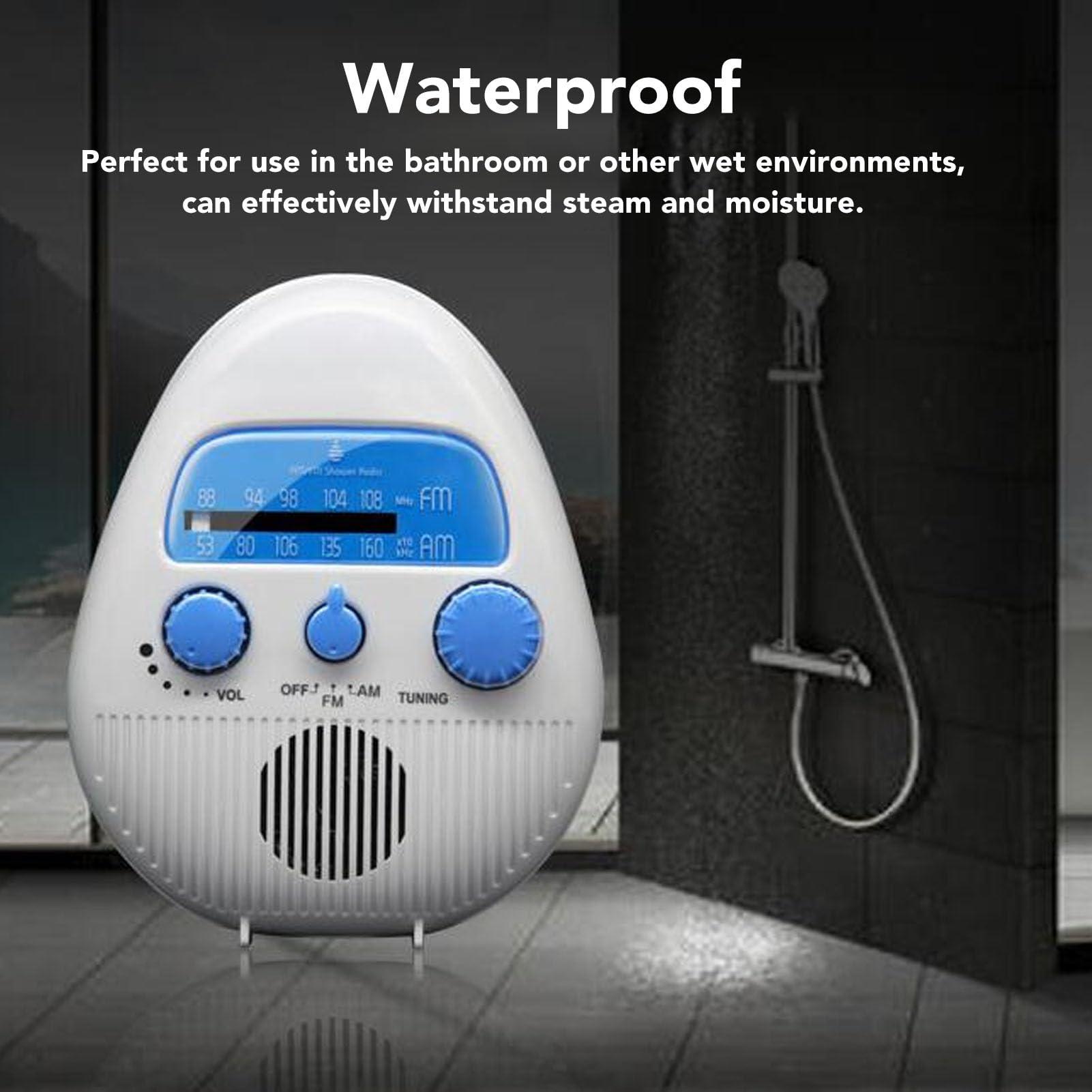 Sanpyl Shower Radio, Portable ABS Bathroom Radio with Built in Speaker Battery Operated, 88-108MHZ, 530-1605KHZShower Radio, Need:3 x Batteries(not includ