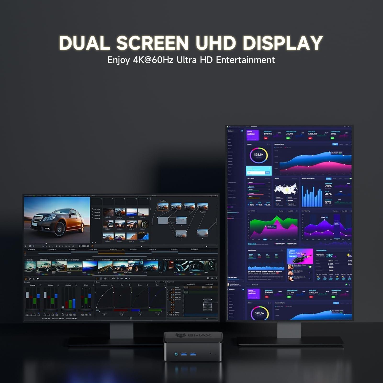 Bmax Bmax B3 Mini PC, Intel N5095(Up to 2.9GHz), 8GB DDR4 RAM/256GB SSD, Mini Desktop Computer 4K Dual Screen Display Push-Pull Cover WiFi5/Dual HDMI/USB 3.0/BT4.2 Micro Pc Mini Computer