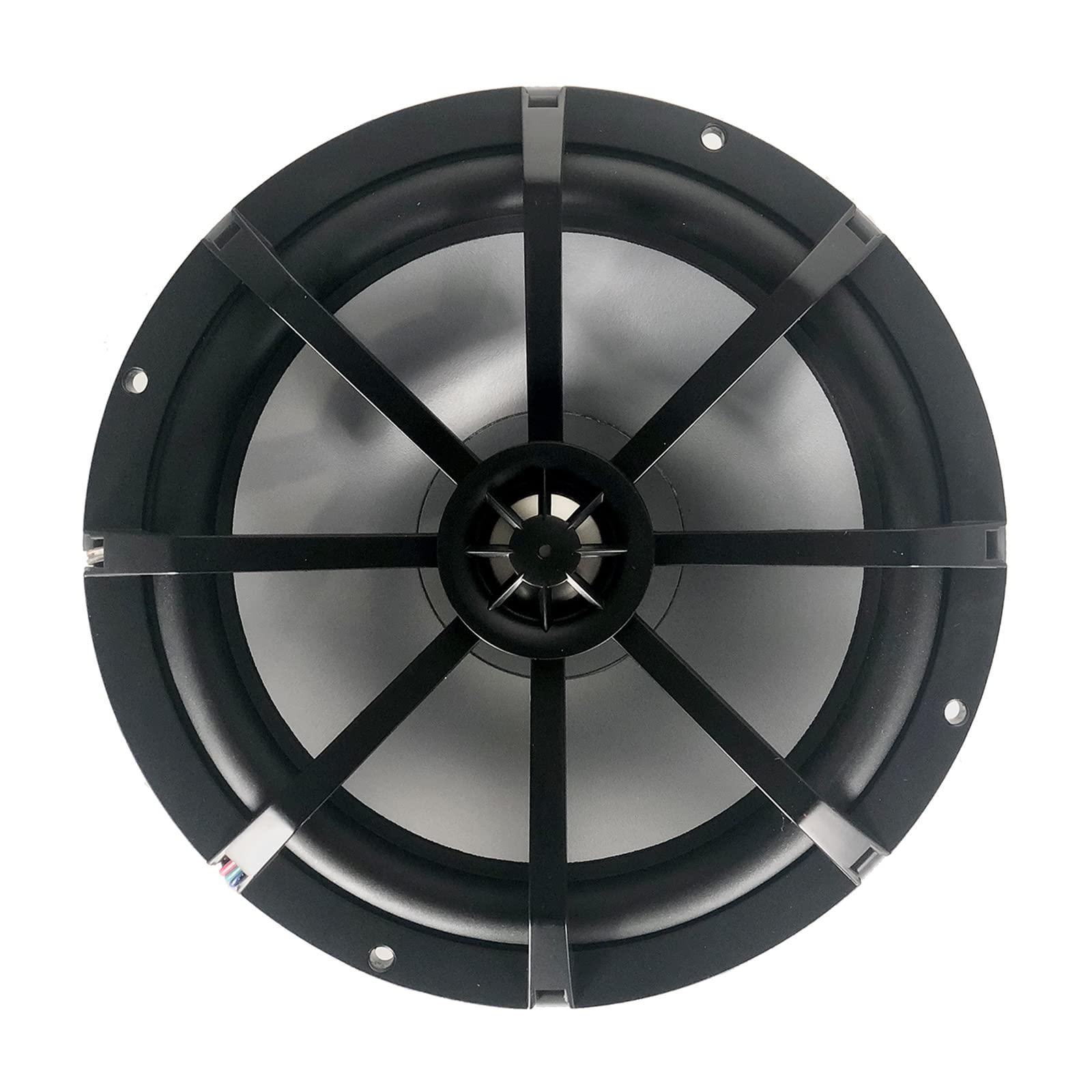 KICKER 1 Pair (QTY 2) of Kicker 8" 2-Way 300 Watts Max Power Coaxial Marine Audio MultiColor LED Speakers with Charcoal Grilles, 50-Feet 16-Gauge Speaker Wire