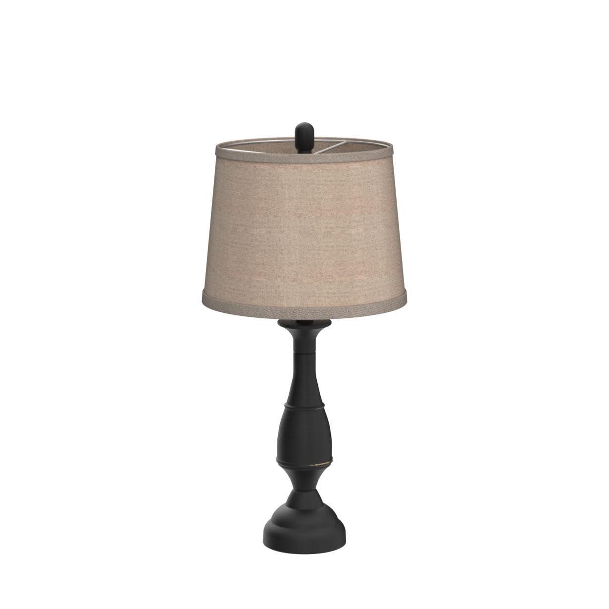 Regency Hill Regency Hill Ben Farmhouse Traditional Table Lamps 25" High Full Size Set of 2 Dark Bronze Brown Metal Beige Linen Drum Shade Decor for Living Room Bedroom House Bedside Nightstand Home Office