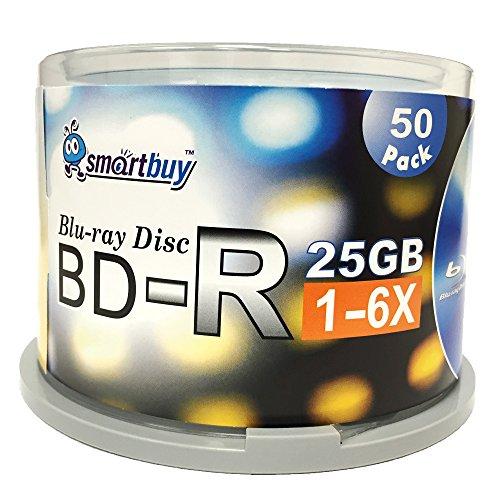 Smart Buy Smartbuy 150 Pack Bd-r 25gb 6X Blu-ray Single Layer Recordable Disc Logo Top Blank Data Video Media 150 Disc Spindle