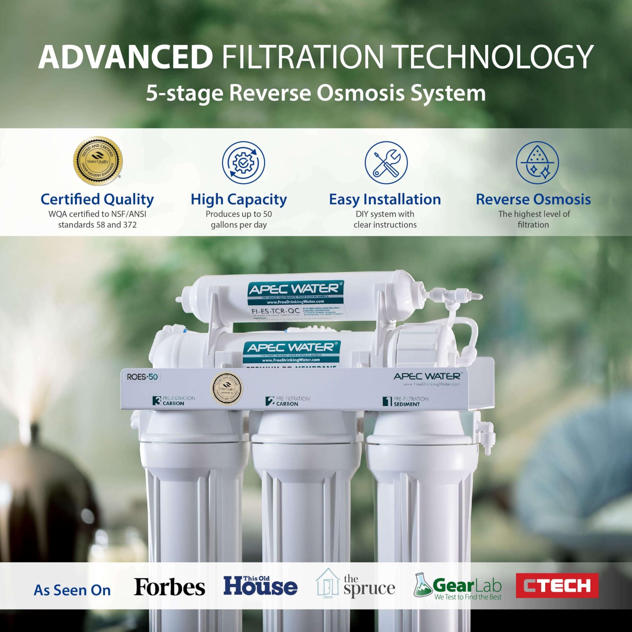 APEC Water Systems APEC Water Systems ROES-50 Essence Series Top Tier 5-Stage WQA Certified Ultra Safe Reverse Osmosis Drinking Water Filter System