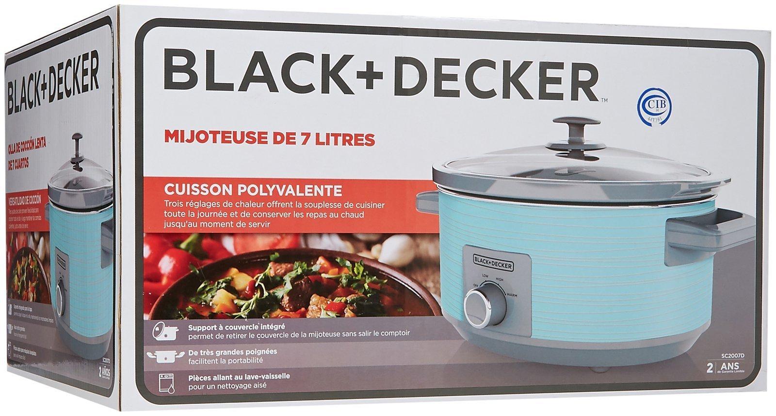 BLACK+DECKER BLACK+DECKER 7-Quart Slow Cooker, SC2007D, Lid Holder, 3 Heat Settings, Extra Large Handles, Dishwasher Safe, Teal