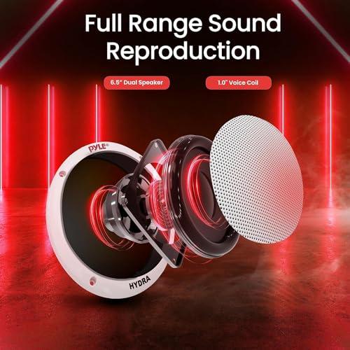 Pyle Pyle 6.5 Inch Dual Marine Speakers - 2 Way Waterproof and Weather Resistant Outdoor Stereo Sound System with 400 Watt Power, Polypropylene Cone and Butyl Rubber Surround - 1 Pair - PLMR605W(White)